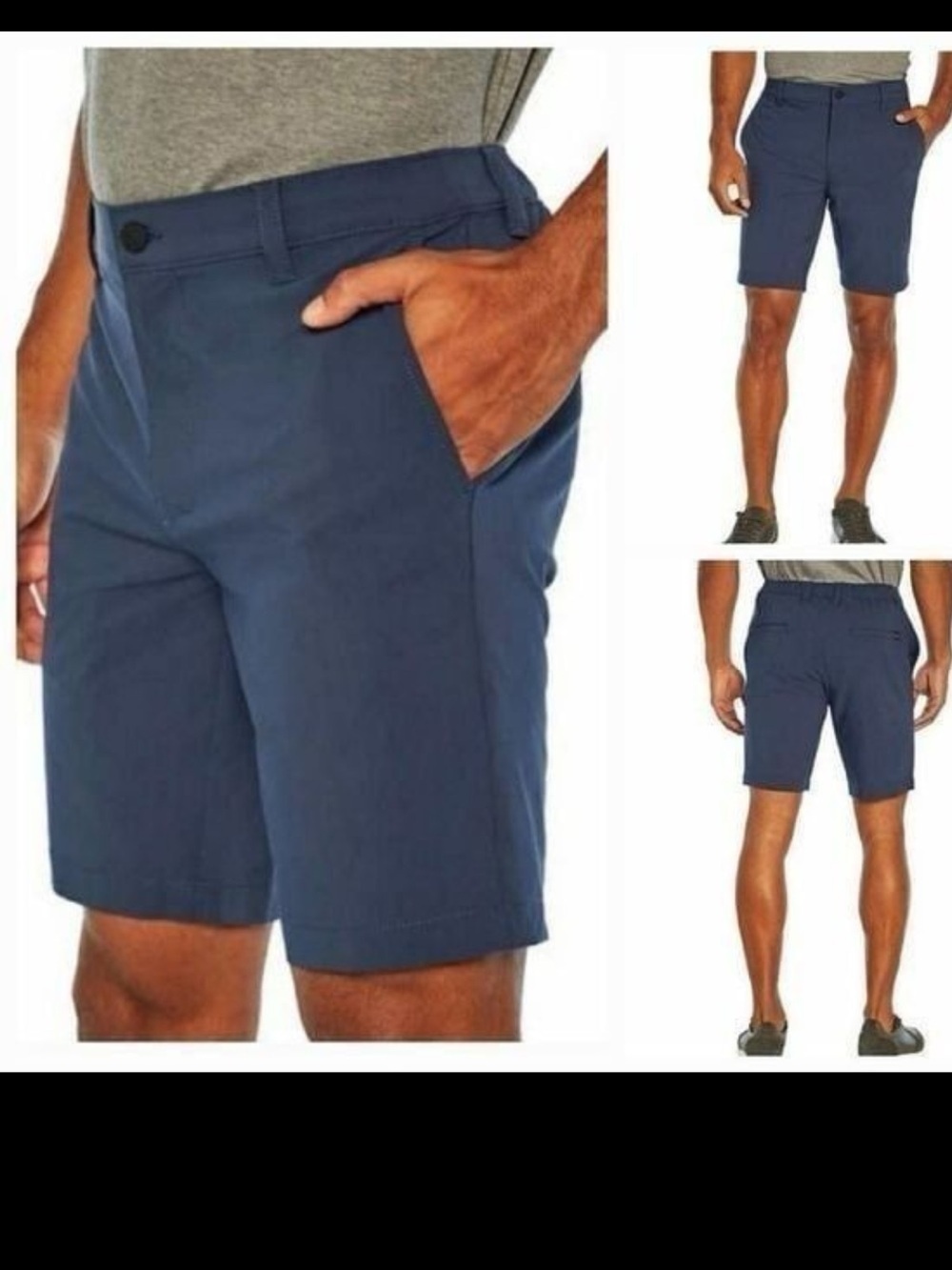 NWT Banana Republic Comfort Flat Front Shorts Black Sz 40 Stretch Waistband blue